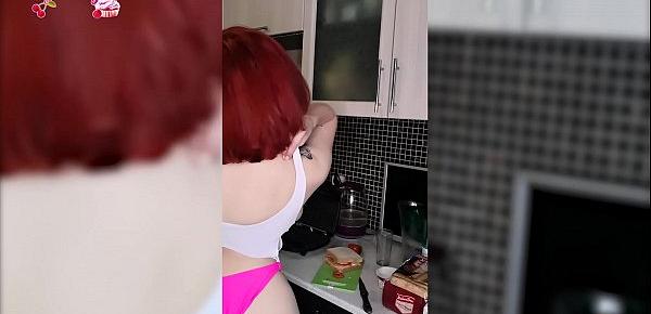 Sexy Girl in Cute Lingerie Play Pussy in Kitchen - Solo